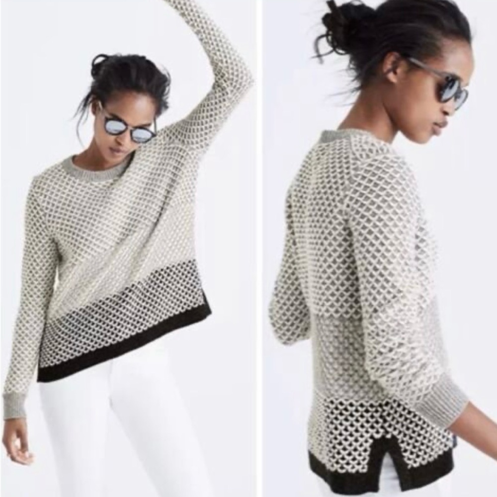 Madewell Geoblock Knit Hem Sweater, Medium